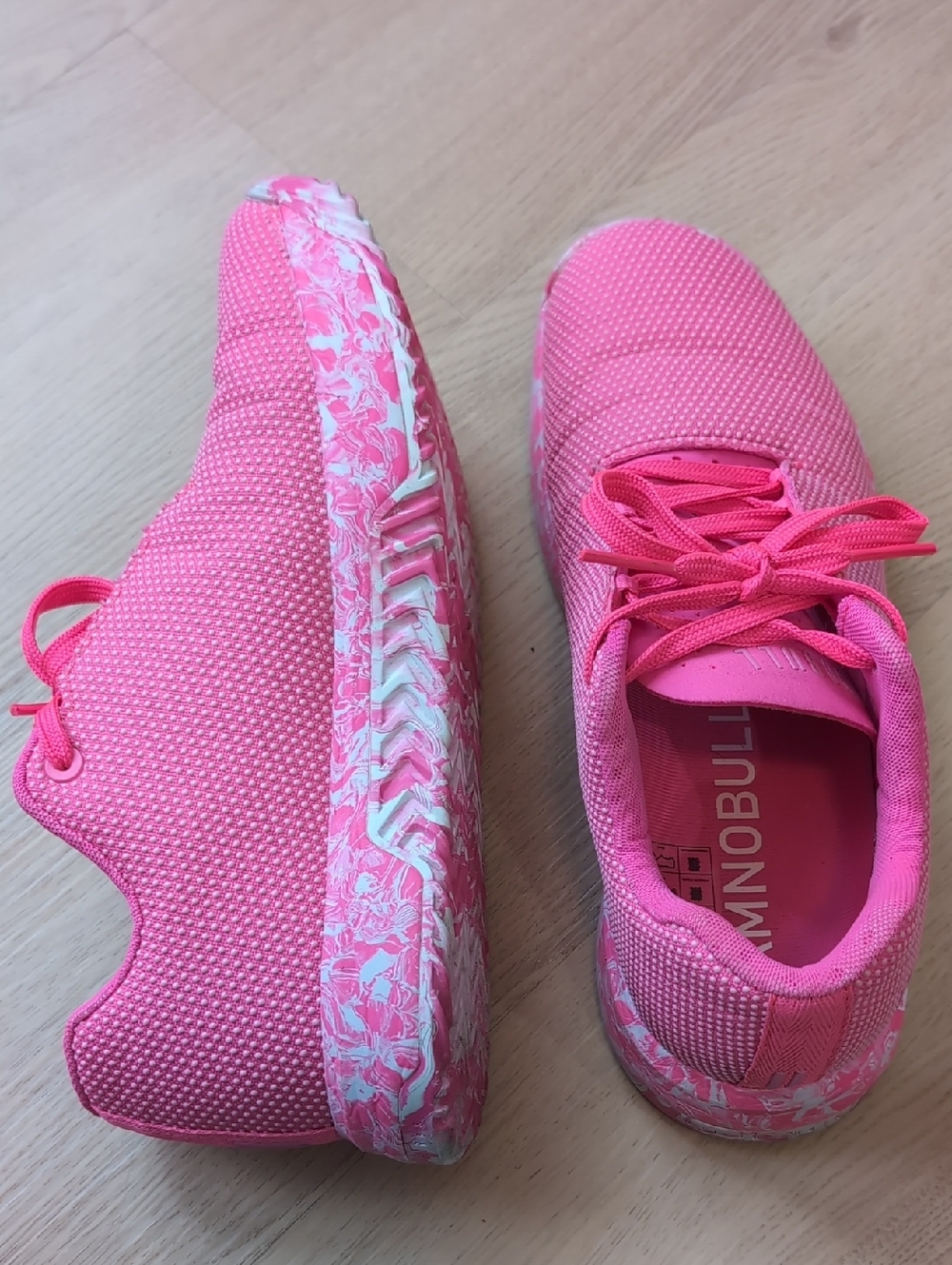 NOBULL Women's Hot Pink Knit Trainer with Marbled Sole